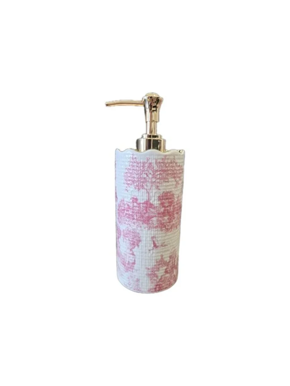 New Pink Toile French Country Soap Lotion Dispenser Pump Bathroom Vanity Decor